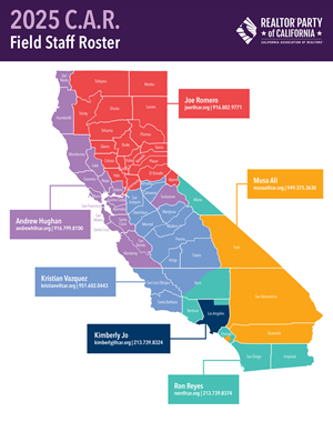 : field map of California territories and their respective field representative